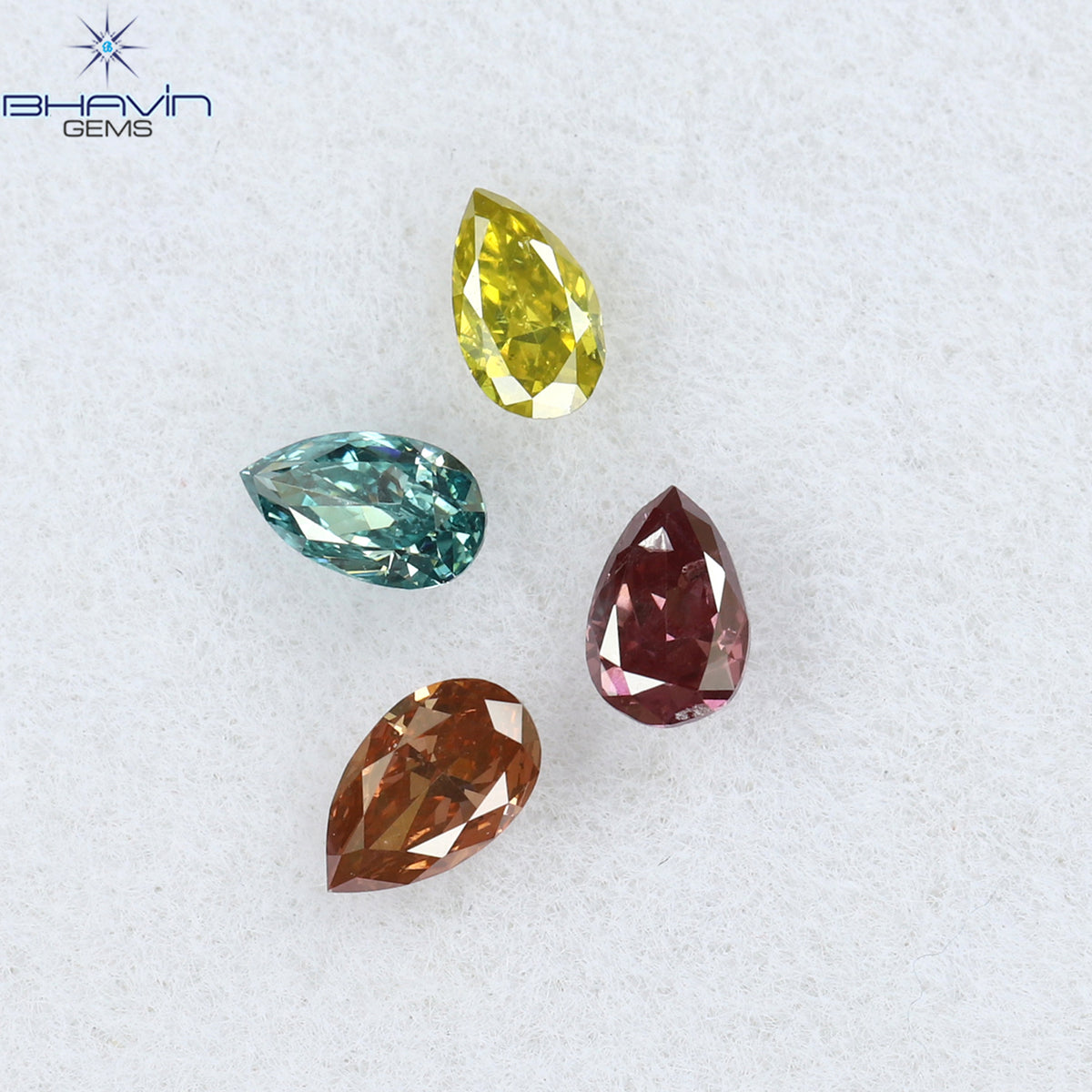 0.31 CT/4 Pcs Natural Pear Diamond Enhanced Mix Fancy Color Clarity SI1 (3.92 MM)