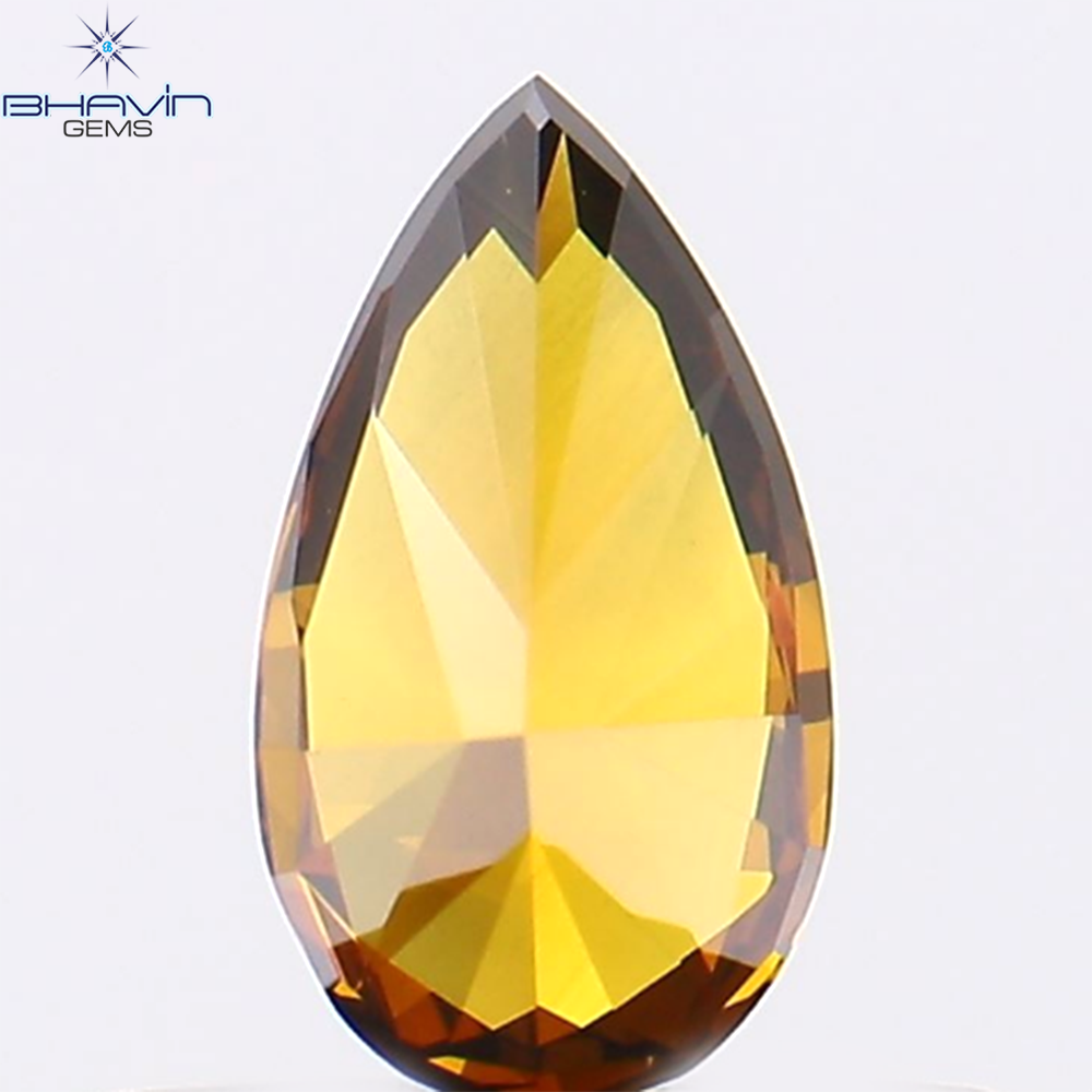 0.31 CT Natural Pear Diamond Enhanced Cognac Color Clarity VS1 (5.96 MM)