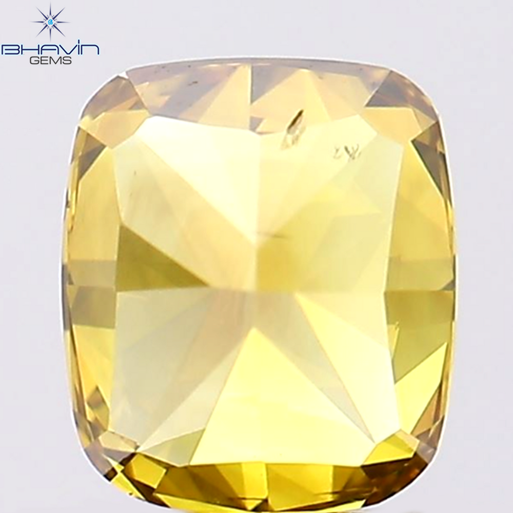0.95 CT Cushion Shape Natural Diamond Enhanced Orange Color SI1 Clarity (5.96 MM)
