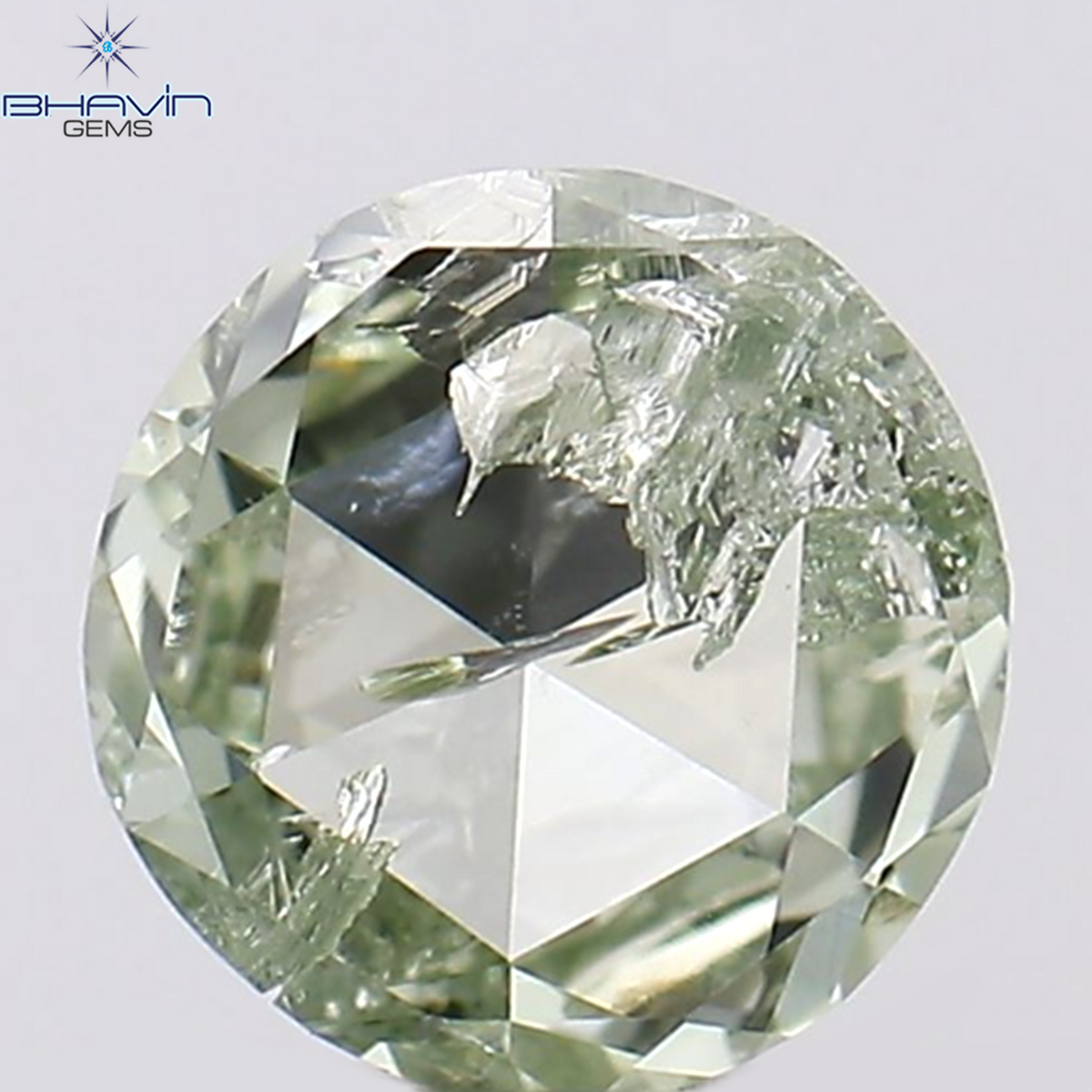 0.22 CT Natural Round Rose Cut Diamond Enhanced Bluish Green Color Clarity I2 (4.29 MM)