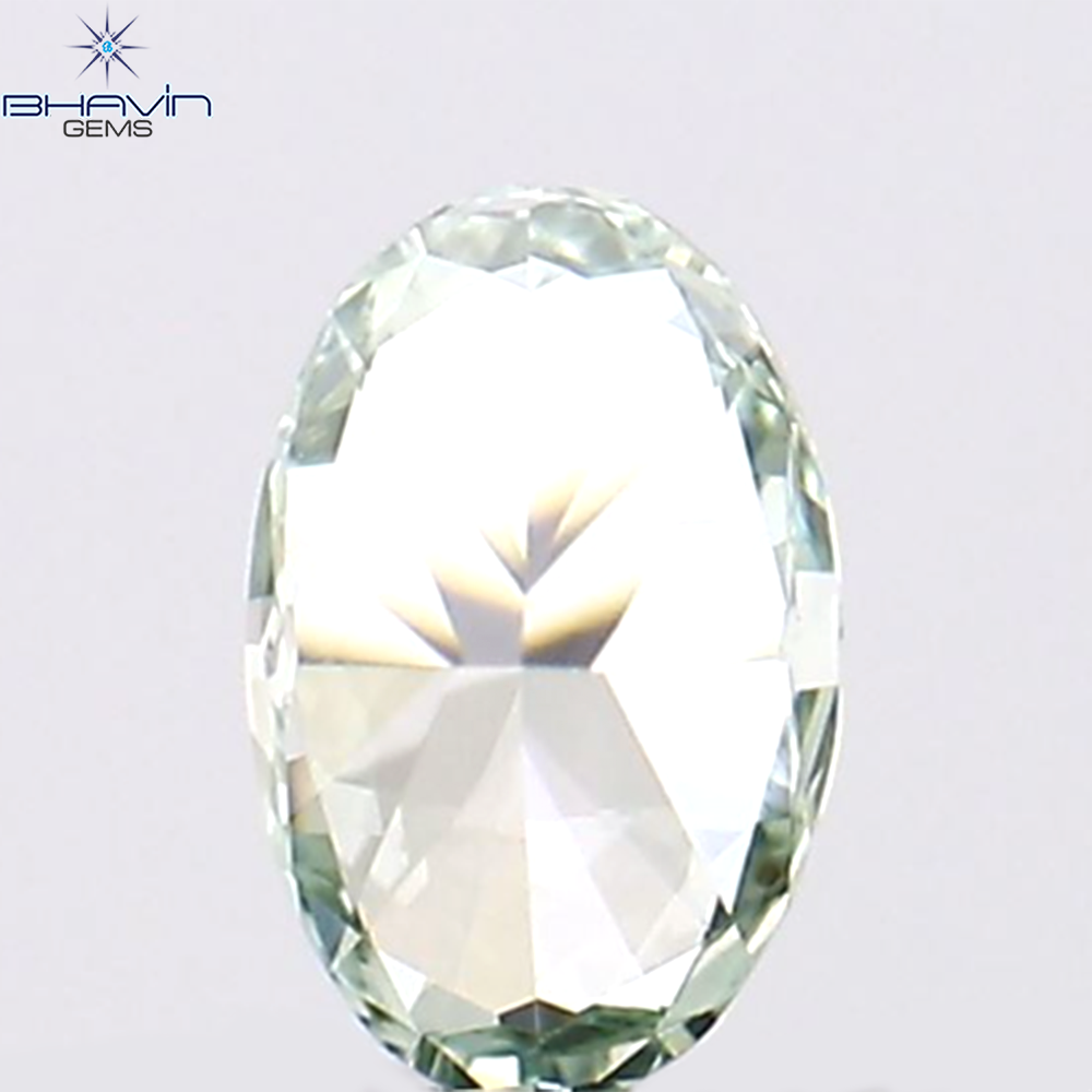 0.10 CT オーバルシェイプ ナチュラル ダイヤモンド ブルーイッシュ グリーン カラー VS1 クラリティ (3.55 MM)