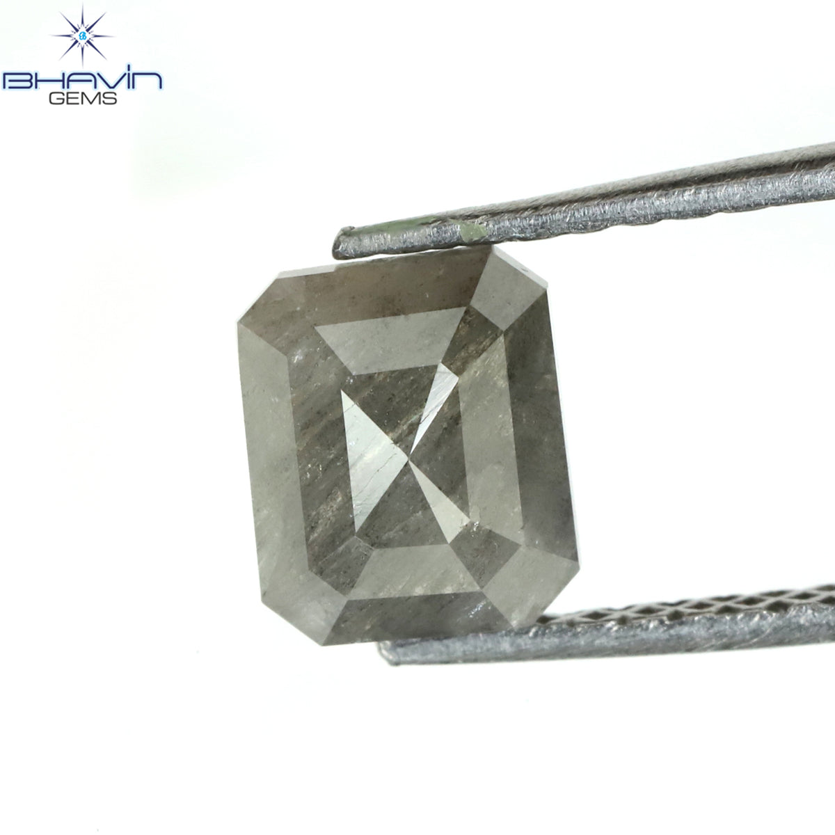 1.00 CT アッシャー シェイプ ナチュラル ダイヤモンド ソルト アンド ペッパー カラー I3 クラリティ (5.72 MM)