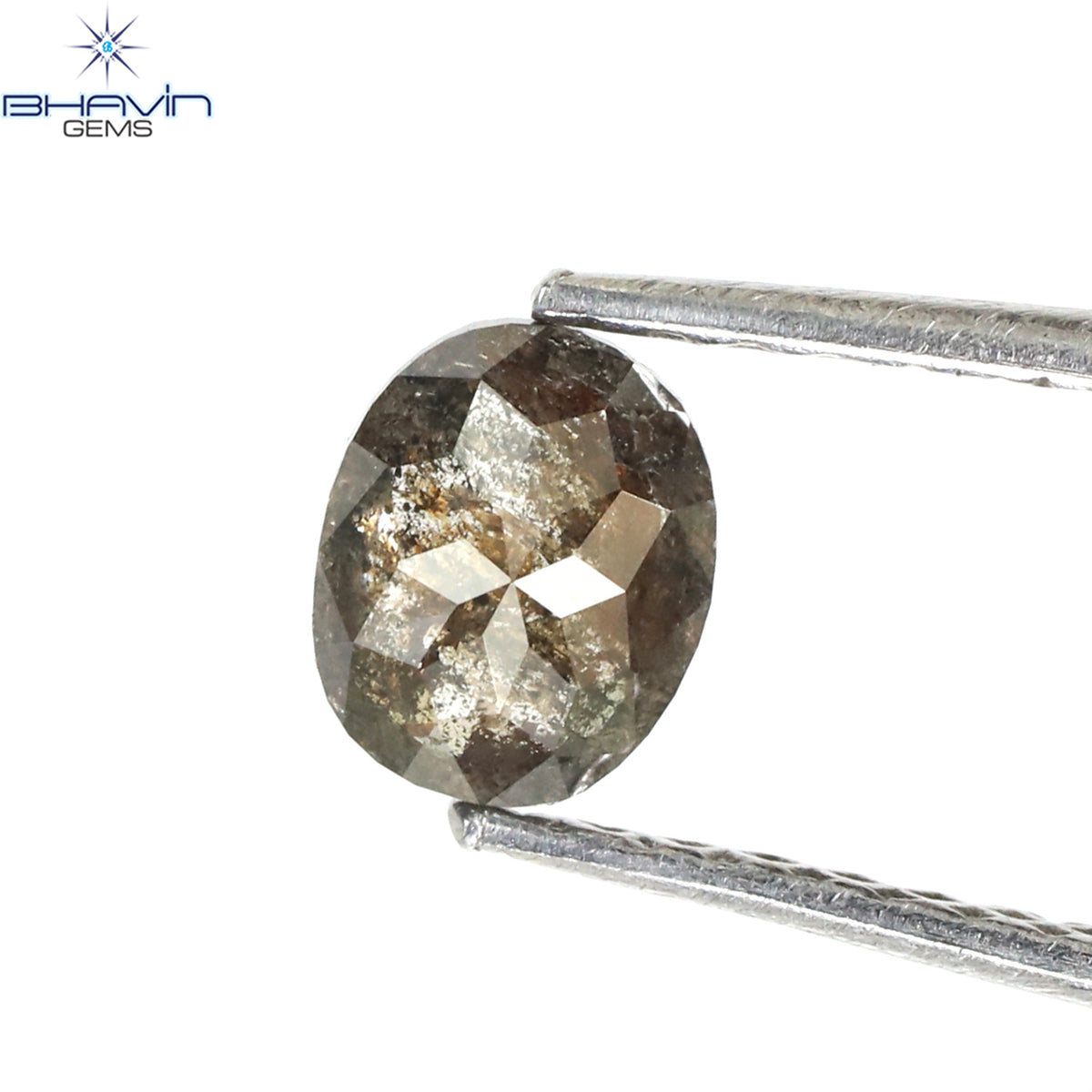 0.43 CT オーバルシェイプ ナチュラル ダイヤモンド ソルト アンド パッパー カラー I3 クラリティ (5.18 MM)