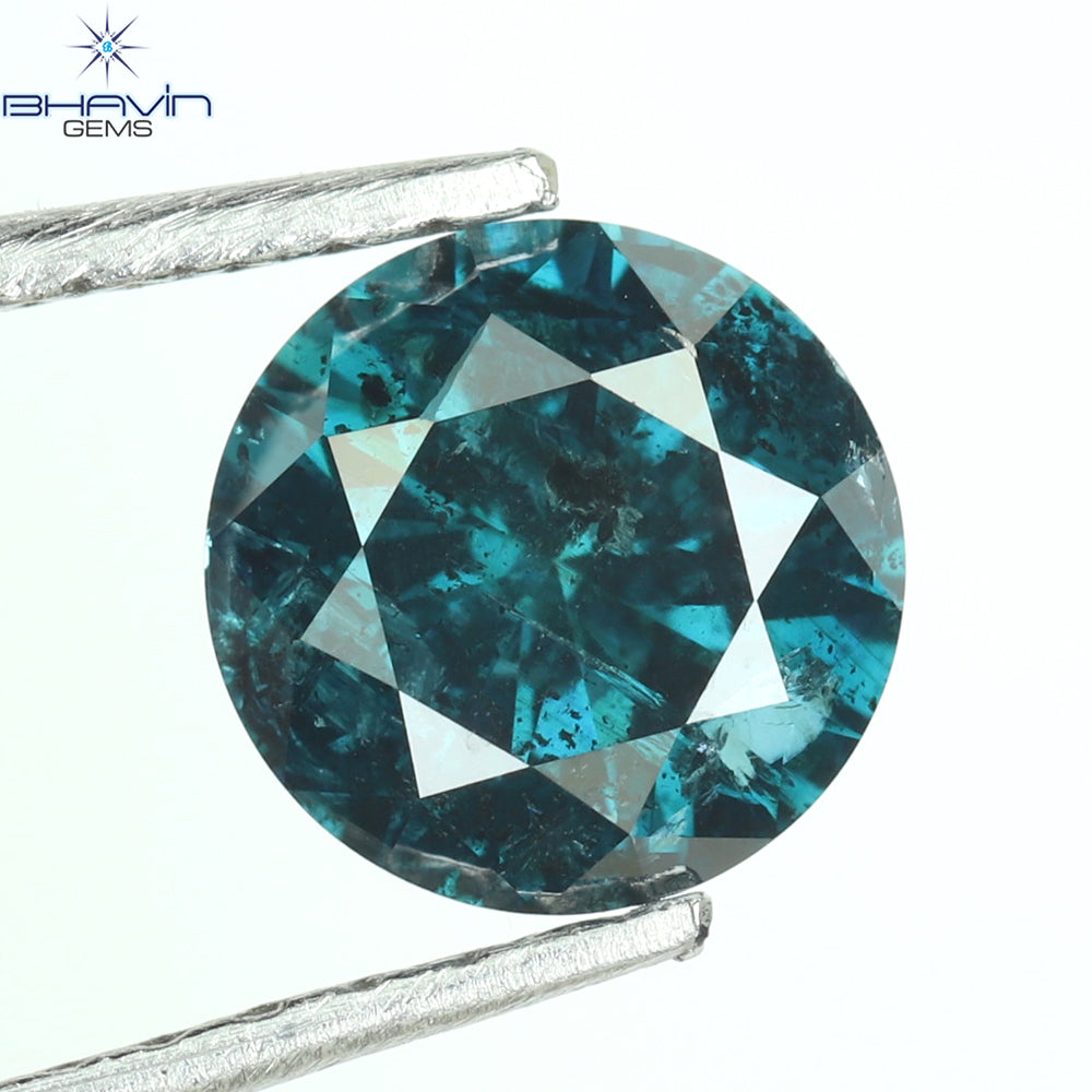 0.82 CT Natural Round Diamond Enhanced Blue Color Clarity I3 (5.96 MM)