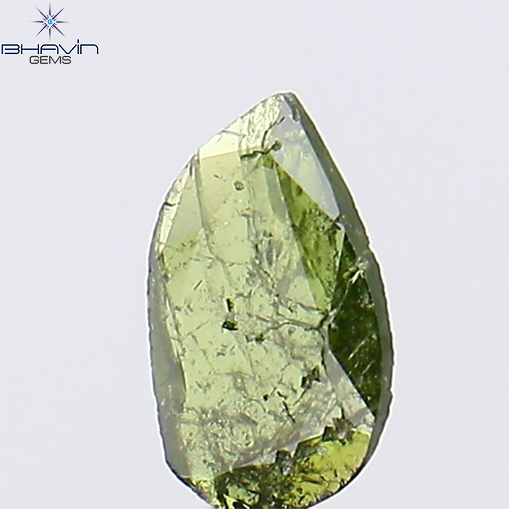 0.23 CT ペアシェイプ ナチュラル ダイヤモンド グリーン カラー I2 クラリティ (6.27 MM)