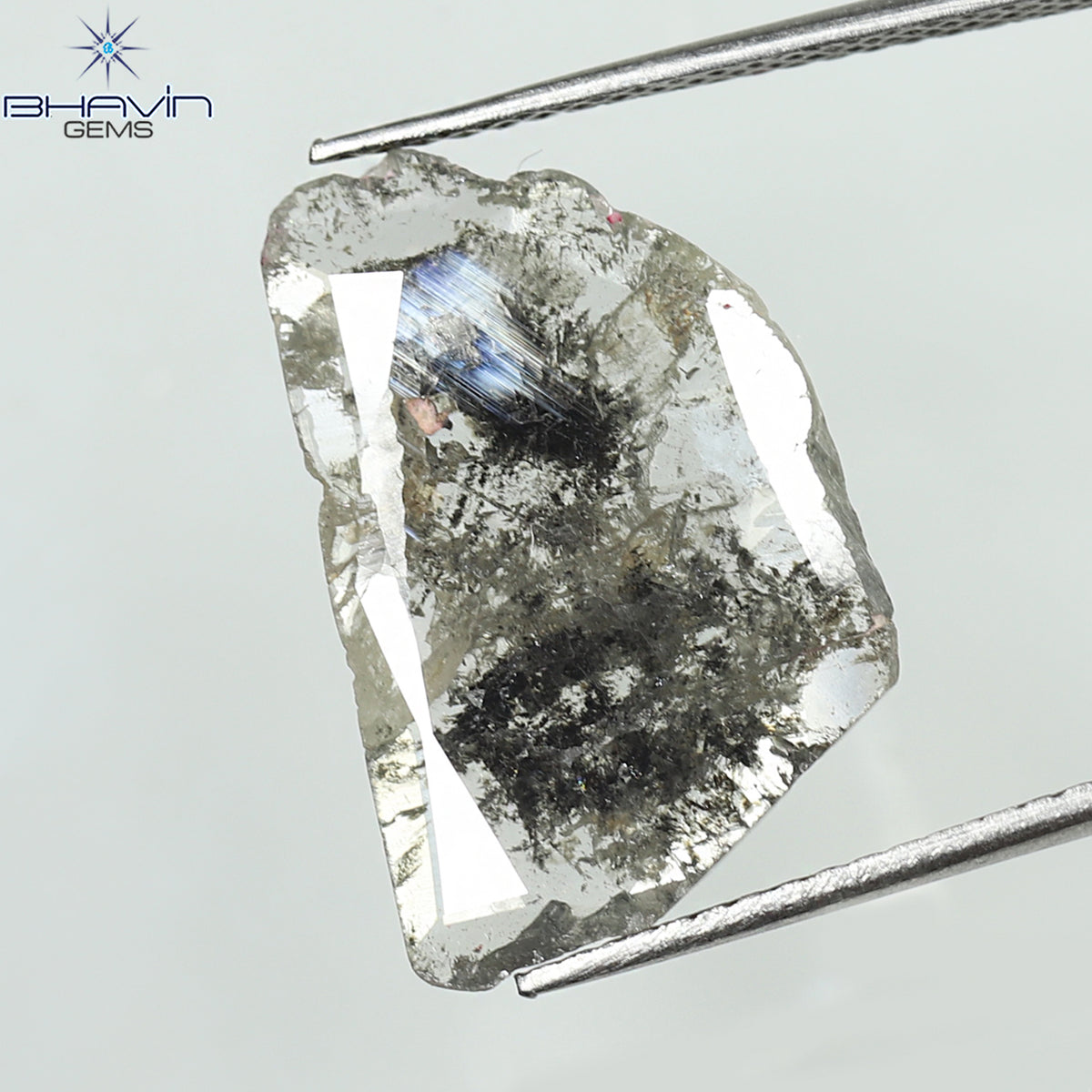 3.42 CT Natural Slice Diamond Salt And Pepper Color Clarity I3 (18.84 MM)