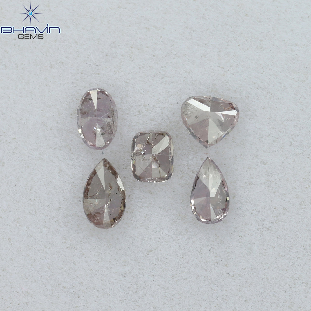 0.61 CT/5 Pcs Natural Mix Diamond Pink Color Clarity I1 (3.96 MM)