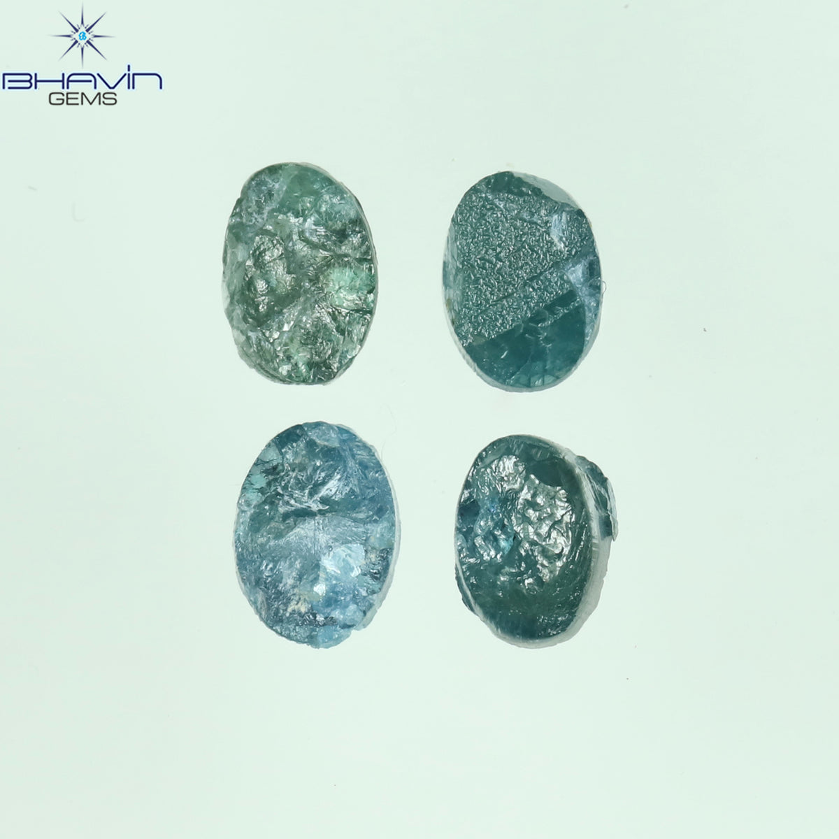 1.05 CT、ノーカット ポルキ シェイプ、天然ダイヤモンド、ブルー カラー、I3 クラリティ (5.42 MM)