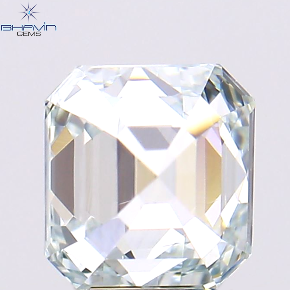 0.33 CT アッシャー シェイプ ナチュラル ダイヤモンド グリーンがかったブルー カラー VS1 クラリティ (4.06 MM)