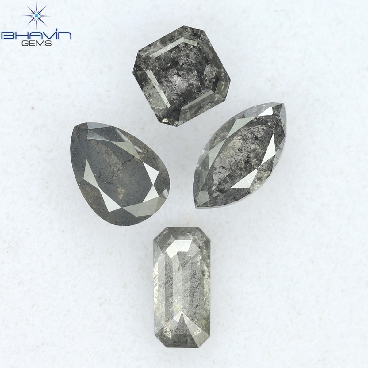1.26 CT/4 Pcs Natural Mix Diamond Salt And Pepper Color Clarity I3 (5.94 MM)