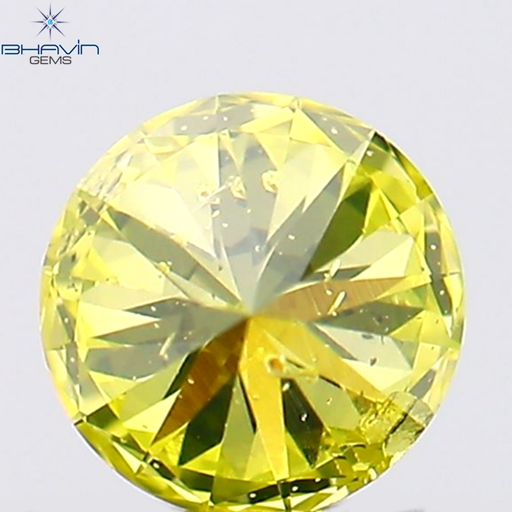 0.26 CT Round Shape Natural Diamond Greenish Yellow Color SI1 Clarity (4.11 MM)
