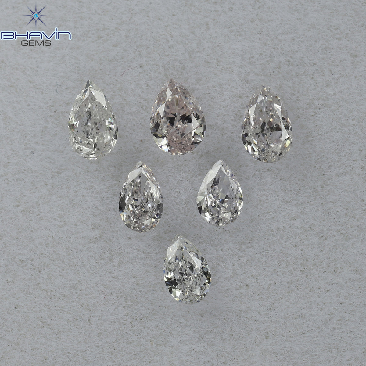 0.61 CT/6 ピース ペアシェイプ ナチュラル ダイヤモンド ミックス カラー VS2 クラリティ (3.97 MM)