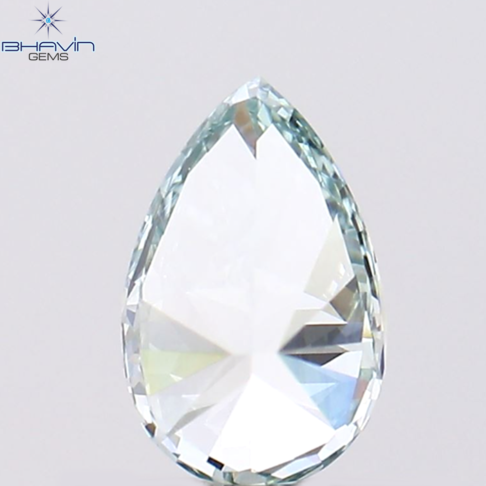 0.40 CT ペアシェイプ ナチュラル ダイヤモンド ブルーイッシュ グリーン カラー VS1 クラリティ (6.13 MM)