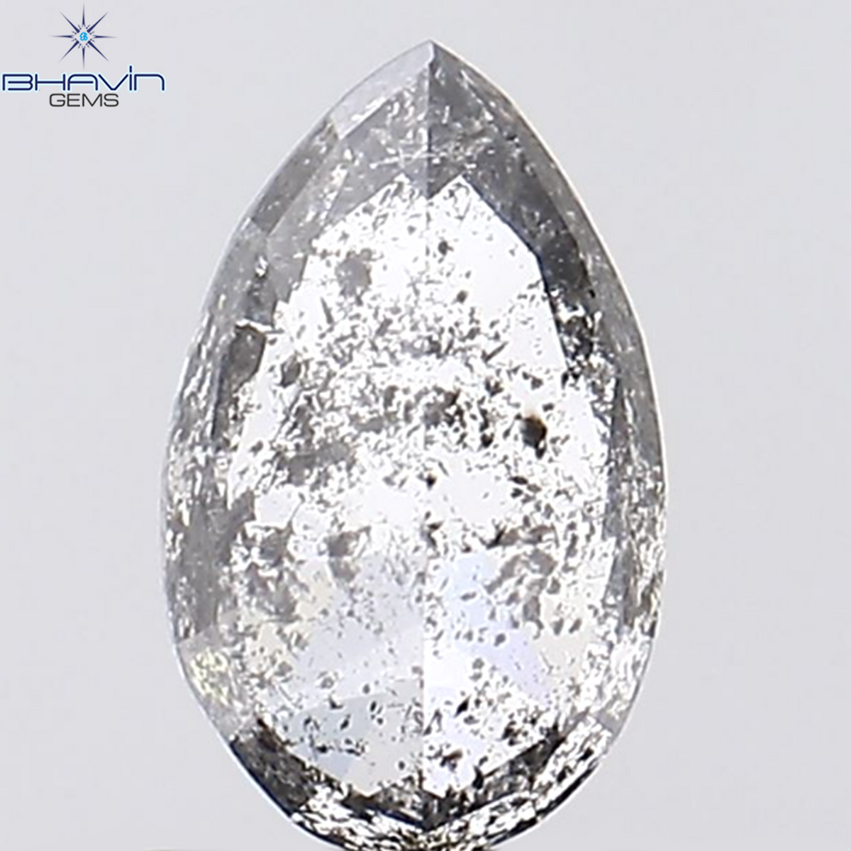 0.39 CT ペアシェイプ ナチュラル ルース ダイヤモンド ソルト アンド ペッパー カラー I3 クラリティ (5.27 MM)