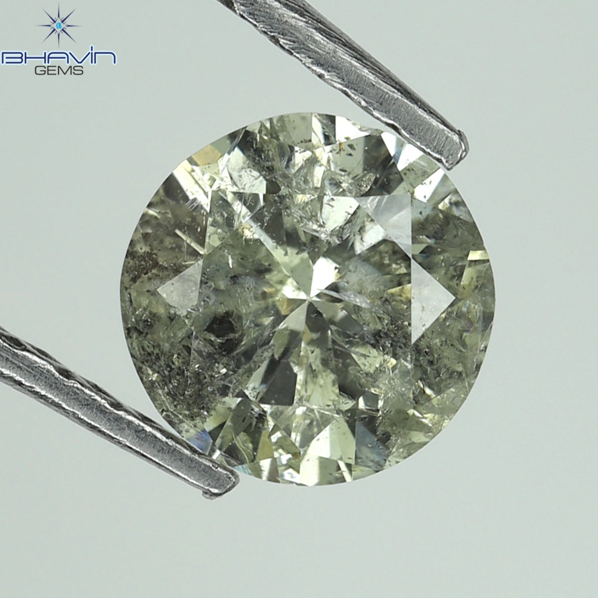0.63 CT ラウンド シェイプ ナチュラル ルース ダイヤモンド ソルト アンド ペッパー カラー I2 クラリティ (5.55 MM)