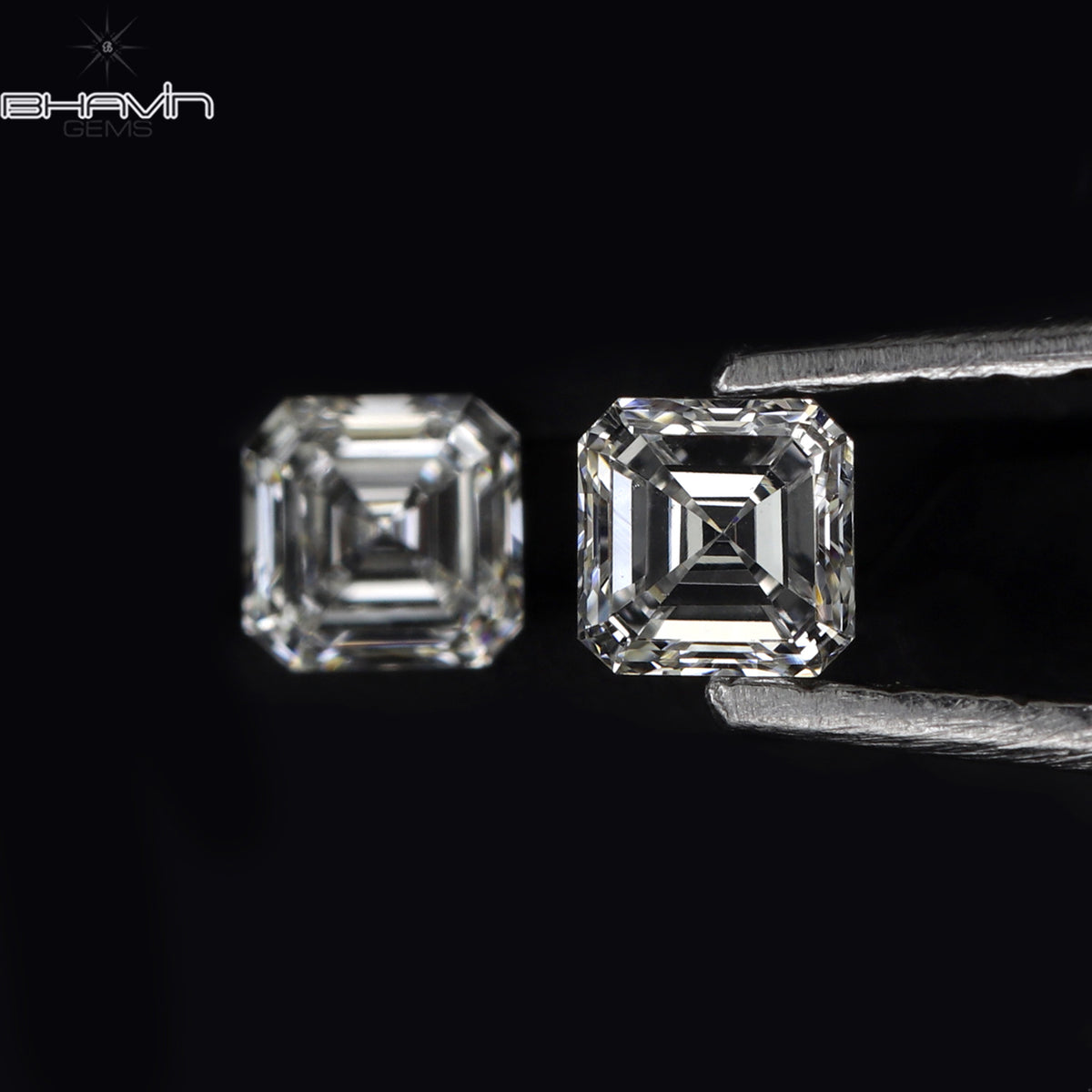 0.20 CT/2 Pcs Natural Asscher Diamond White (G+) Color Clarity VVS-VS (2.40 MM)