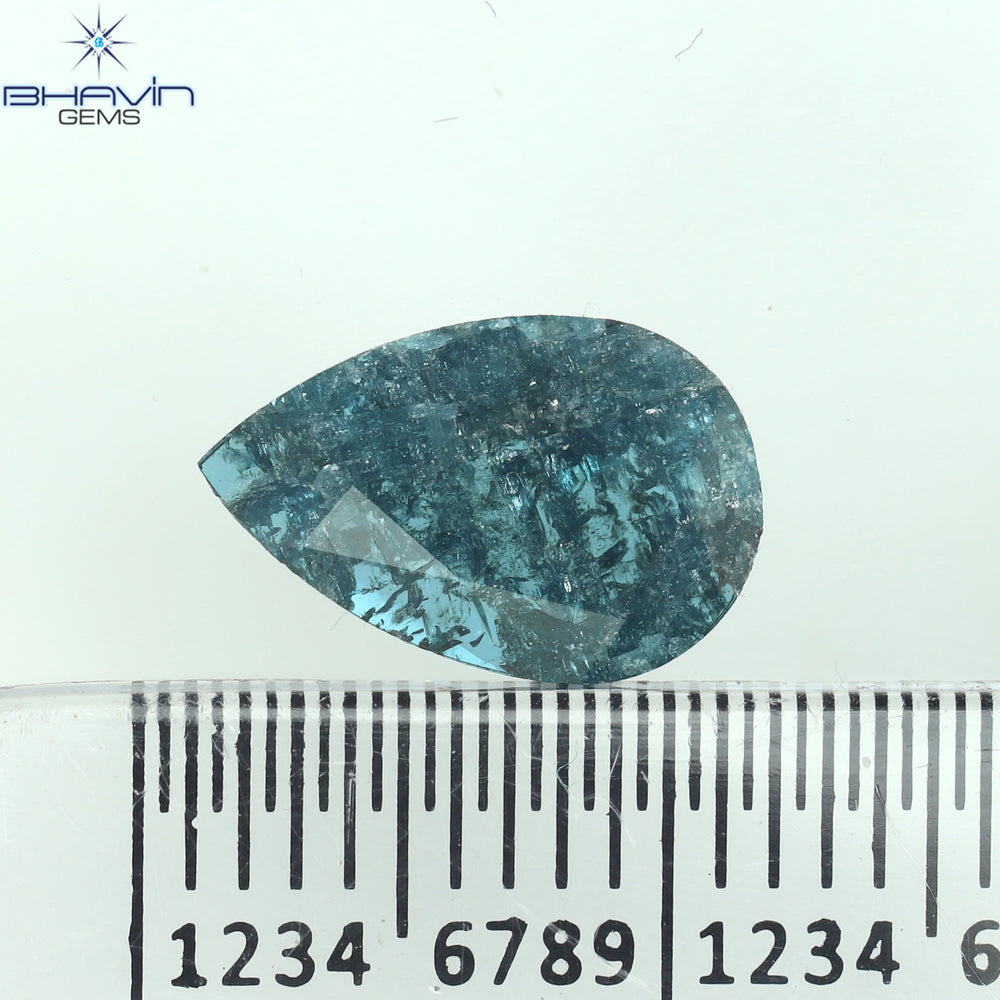 0.73 CT Pear Shape Natural Diamond Blue Color I3 Clarity (10.72 MM)