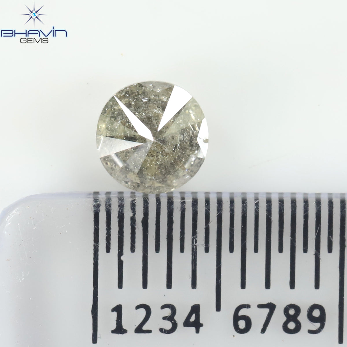 0.44 CT ラウンド シェイプ ナチュラル ルース ダイヤモンド ソルト アンド ペッパー カラー I3 クラリティ (4.67 MM)