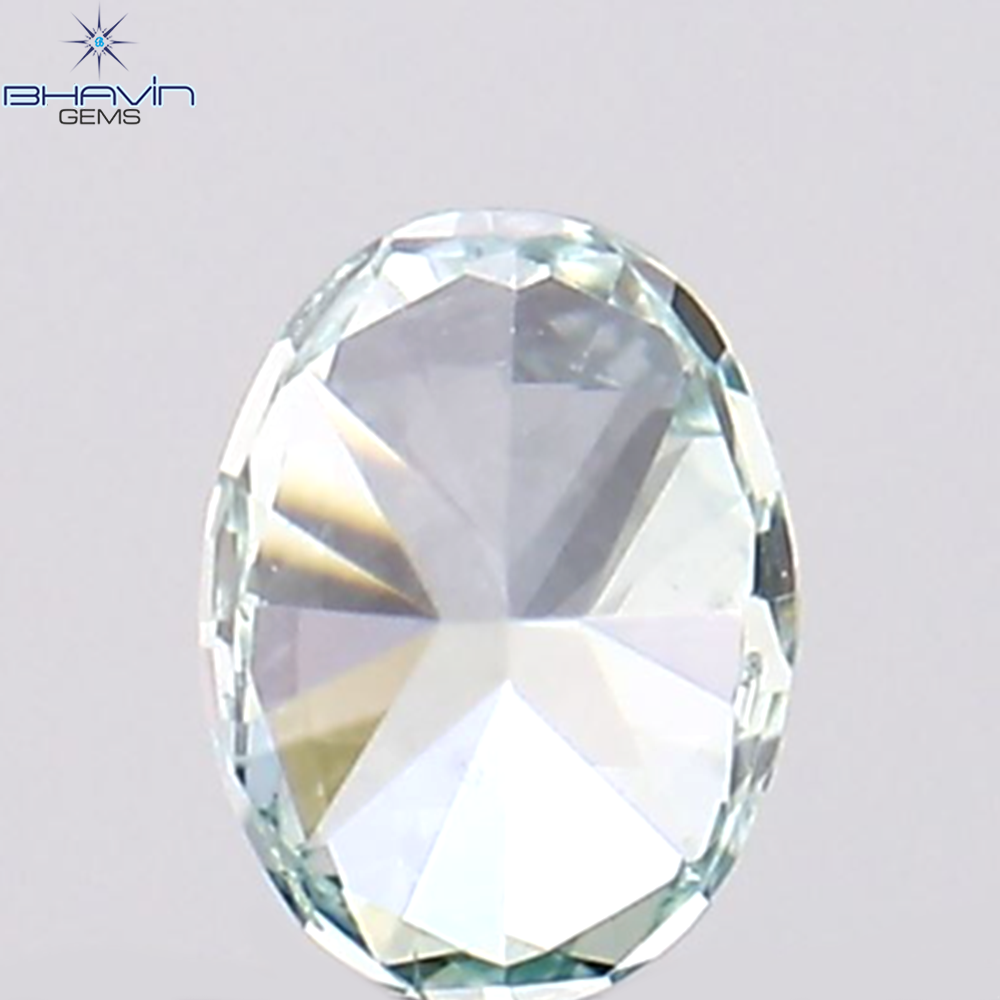 0.10 CT Natural Oval Diamond Enhanced Bluish Green Color Clarity VS1 (3.57 MM)