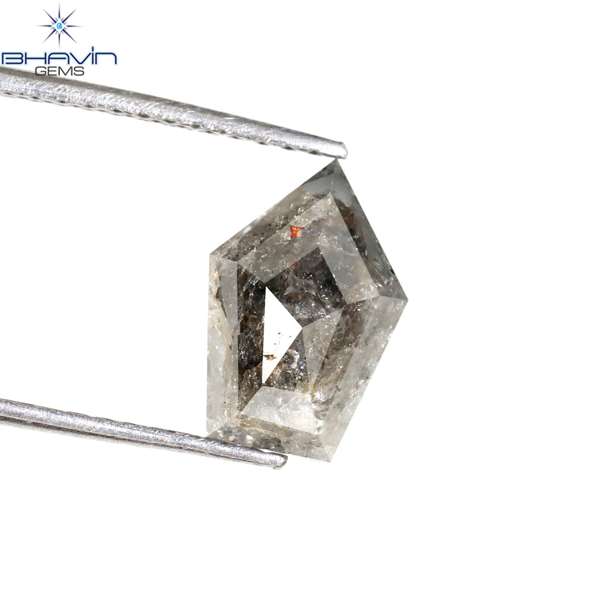 1.62 CT スクエア カット形状 天然ダイヤモンド ソルト アンド ペッパー カラー I3 クラリティ (6.94 MM)