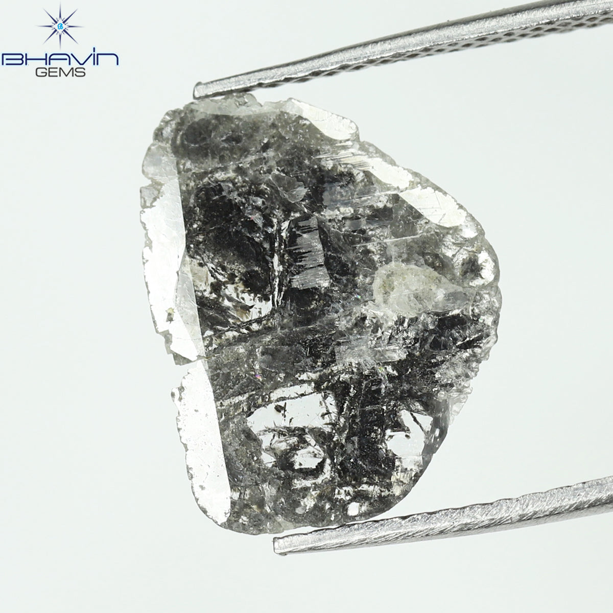 1.89 CT スライス シェイプ ナチュラル ダイヤモンド ソルト アンド ペッパー カラー I3 クラリティ (14.30 MM)