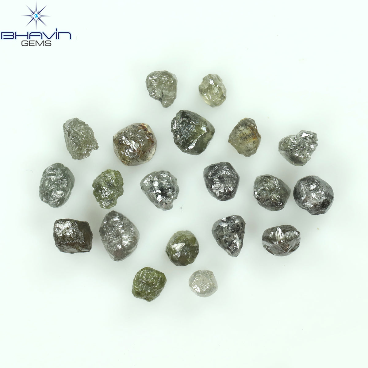 3.09 CT/20 ピース ラフシェイプ ソルト アンド ペッパー カラー ナチュラル ダイヤモンド I3 クラリティ (3.18 MM)