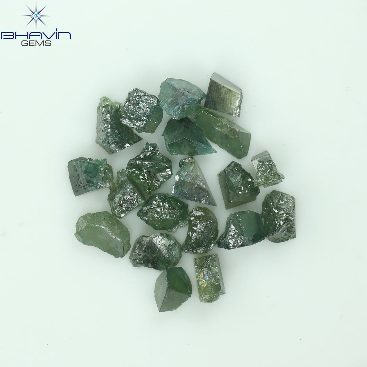 5.14 CT/20 ピース グリーン カラー ラフ ダイヤモンド ナチュラル ルース ダイヤモンド I3 クラリティ (4.08 MM)