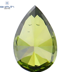 0.24 CT Pear Shape Natural Diamond Enhanced Green Color VS2 Clarity (5.19 MM)