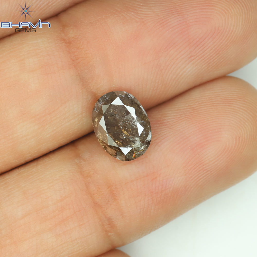 1.69 CT Oval Diamond Pink Brown Color Natural Loose Diamond I3 Clarity (8.35 MM)