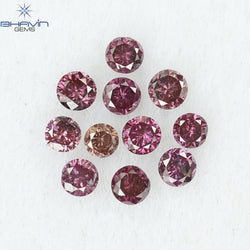 0.21 CT/11 Pcs Round Shape Natural Loose Diamond Pink Color SI Clarity (1.75 MM)
