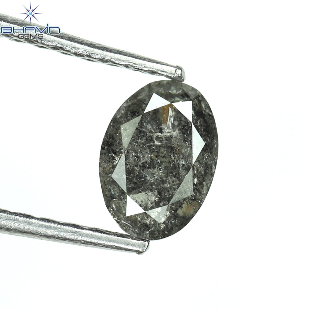 0.50 CT オーバルシェイプ ナチュラル ダイヤモンド ソルト アンド ペッパー カラー I3 クラリティ (5.86 MM)