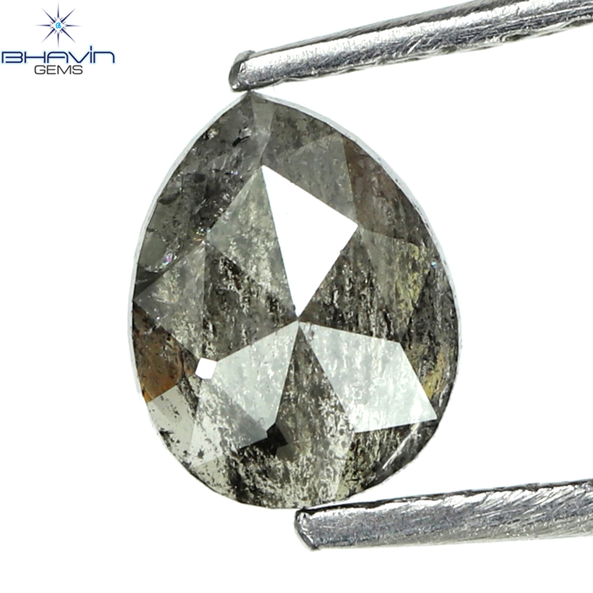 0.44 CT Natural Pear Diamond Salt And Pepper Color Clarity I3 (5.71 MM)
