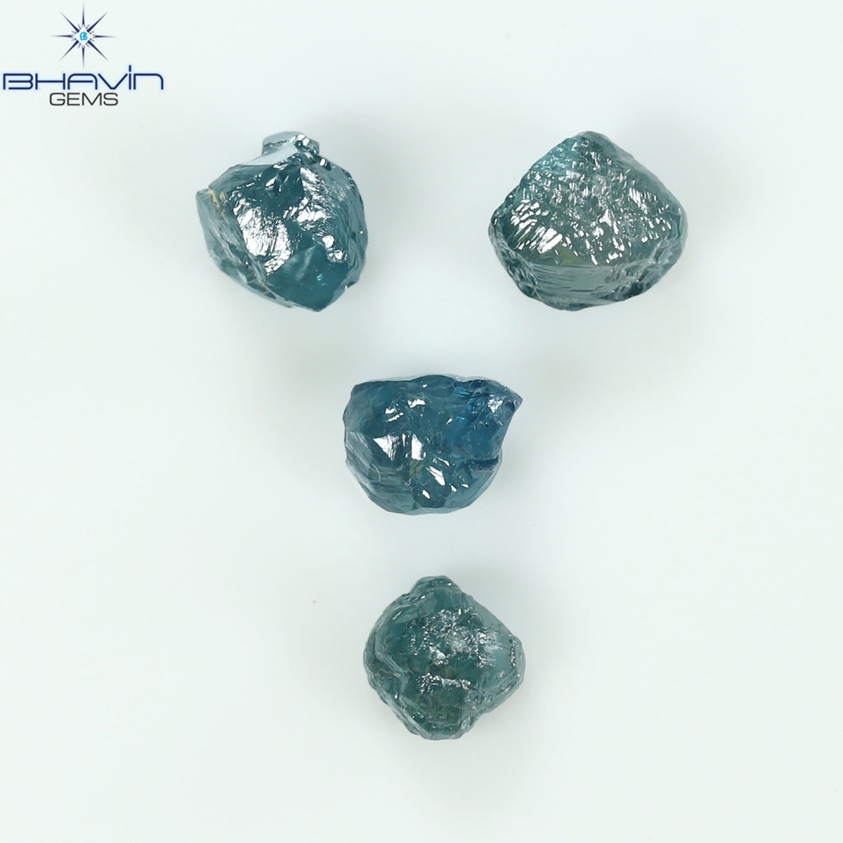 1.83 CT/4 Pcs Natural Rough Diamond Enhanced Blue Color Clarity I3 (4.46 MM)