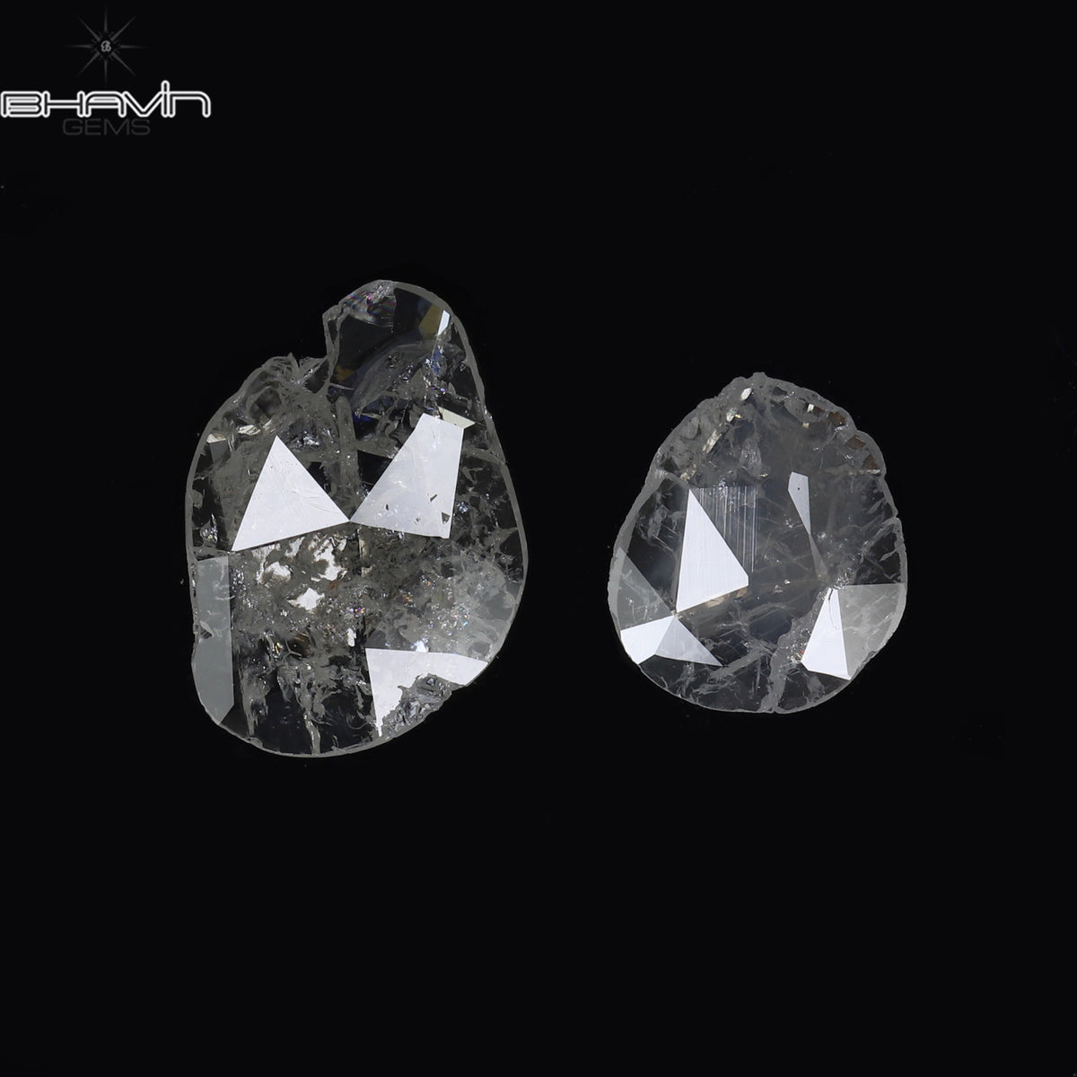 0.84 CT/2 Pcs Natural Rosecut Polki Diamond White Color Clarity I3 (9.26 MM)