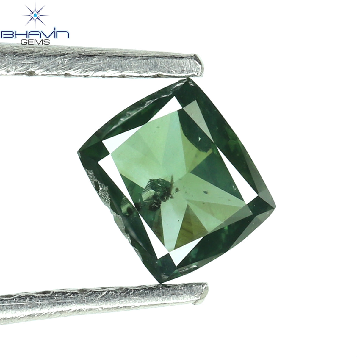0.28 CT Natural Cushion Diamond Enhanced Bluish Green Color Clarity I1 (4.22 MM)