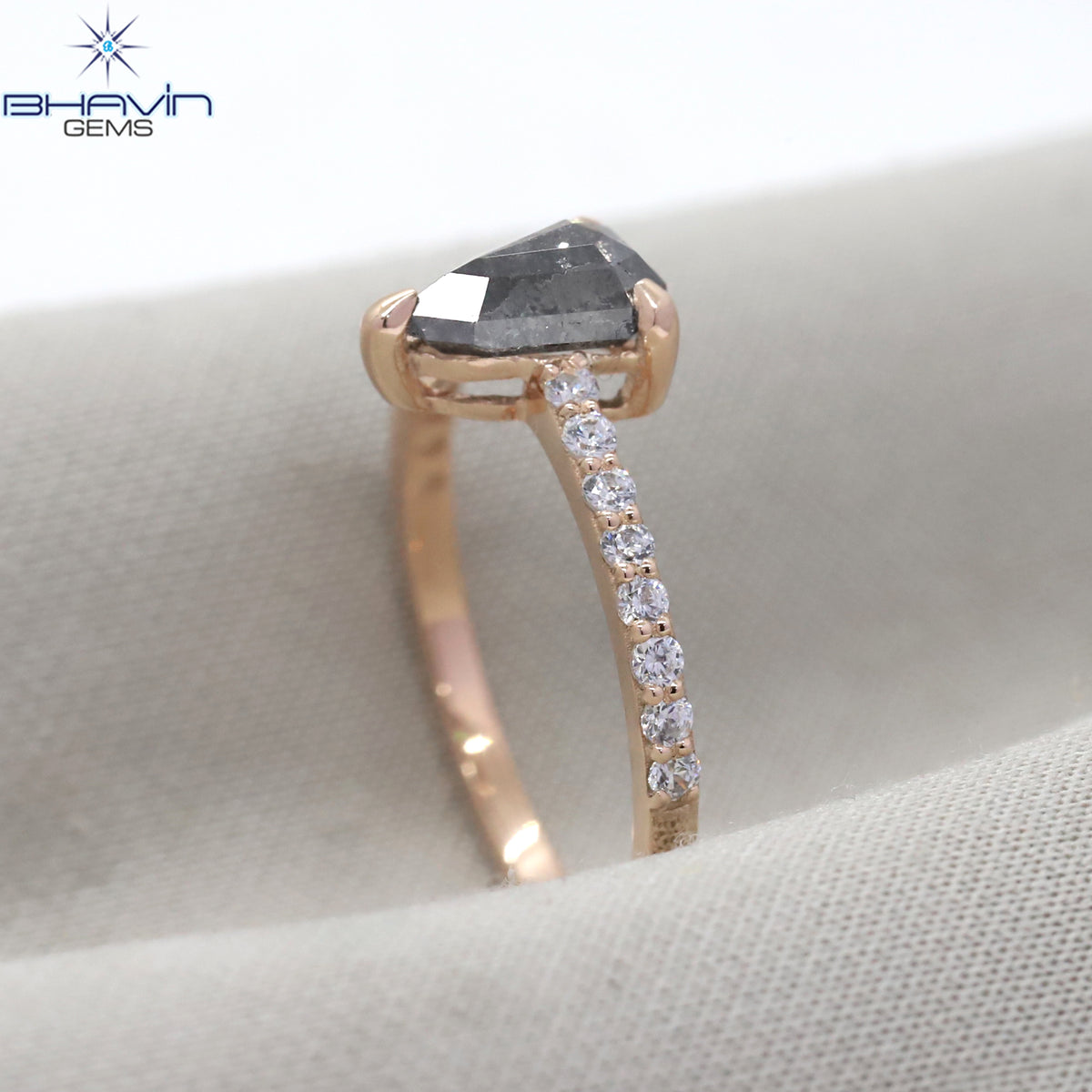 Shield Diamond Salt And Pepper Diamond Natural Diamond Ring Gold Ring Engagement Ring