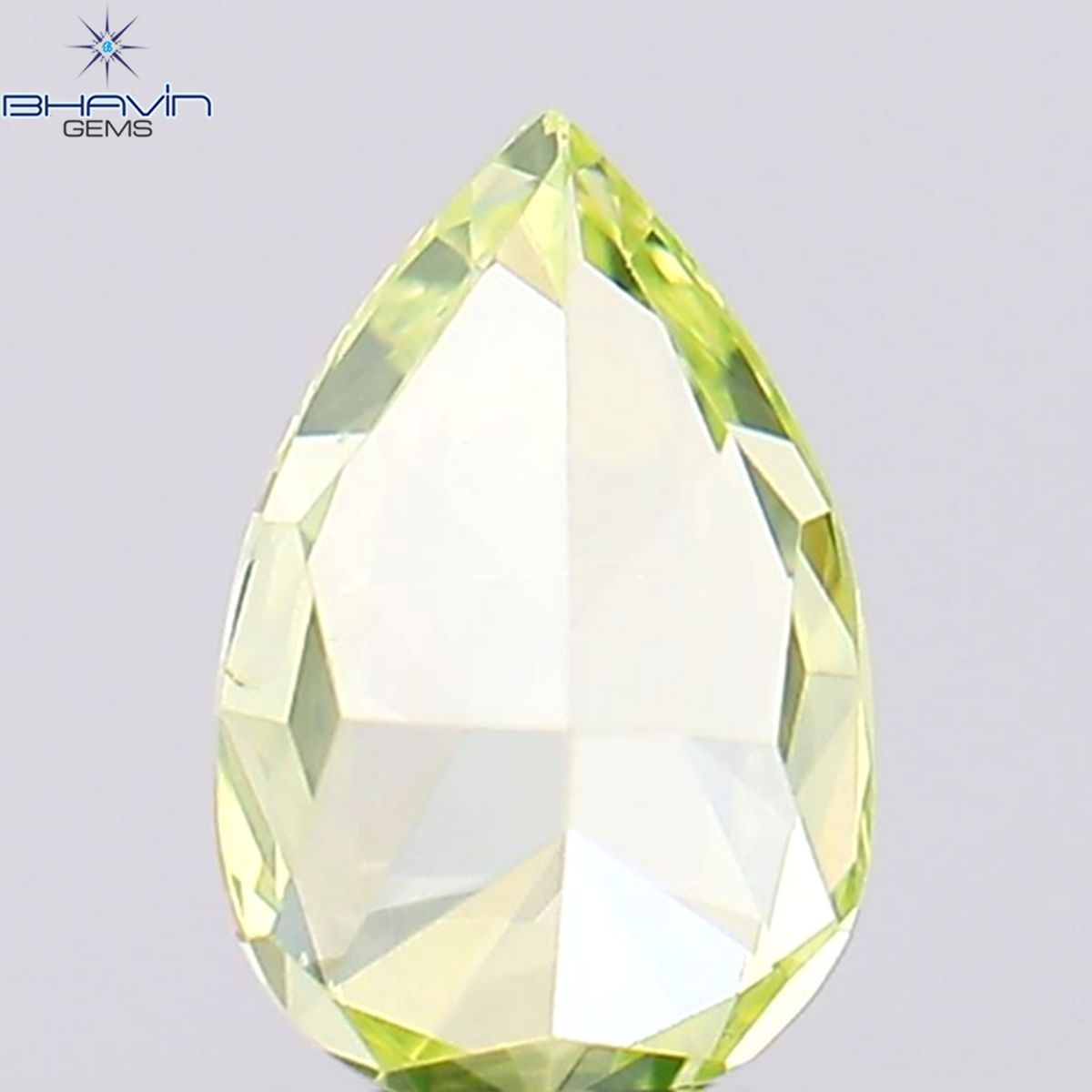 0.38 CT Natural Pear Diamond Enhanced Greenish Yellow Color Clarity VS1 (5.55 MM)