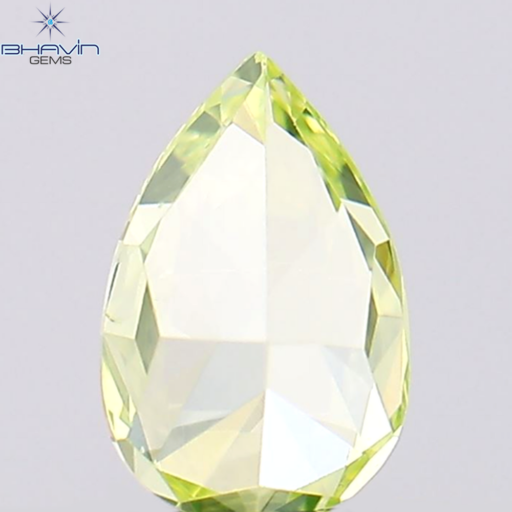 0.38 CT Pear Shape Natural Diamond Greenish Yellow Color VS1 Clarity (5.55 MM)