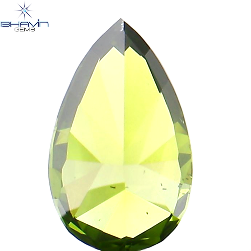 0.21 CT Pear Shape Natural Diamond Enhanced Green Color VS2 Clarity (4.97 MM)