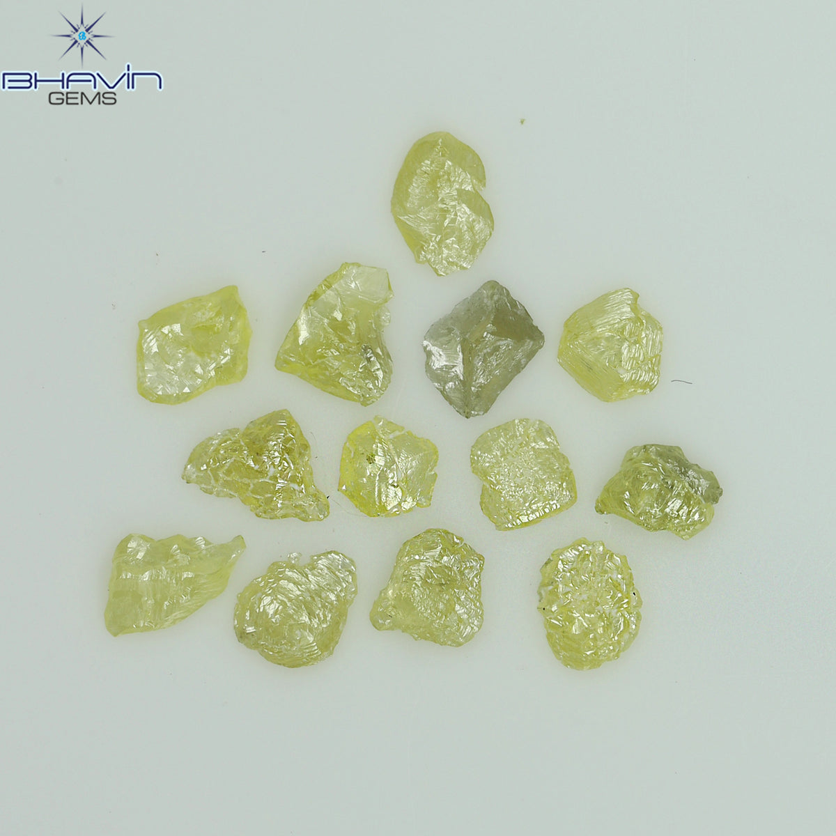 0.60 CT/13 ピース ラフシェイプ エンハンスト イエロー カラー ナチュラル ダイヤモンド I3 クラリティ (3.40 MM)