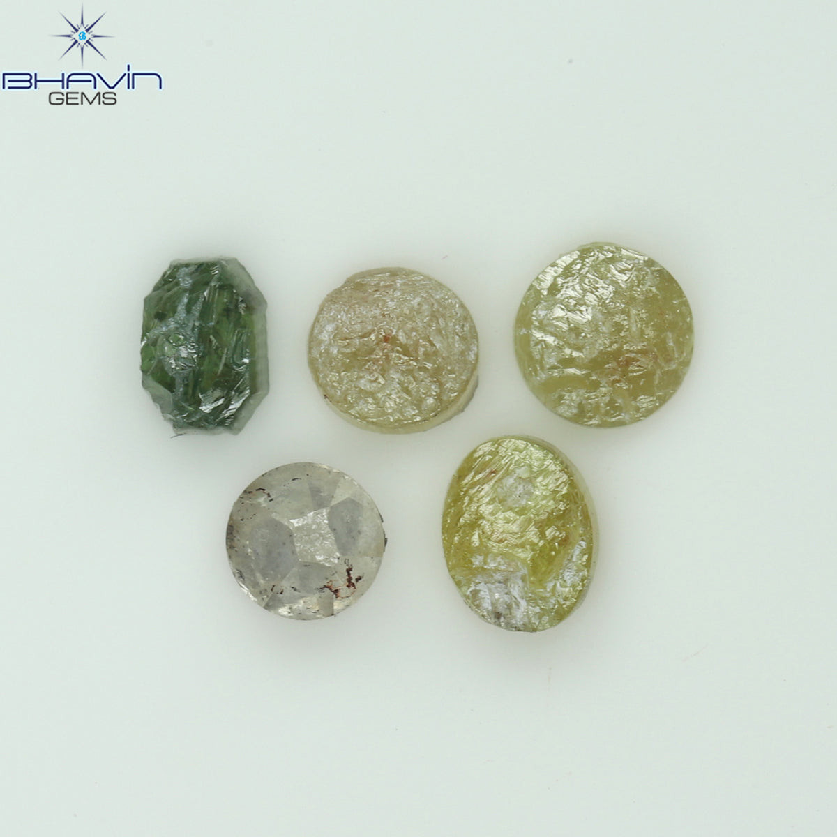 1.08 CT/5 Pcs Natural Uncut Diamond Mix Color Clarity I3 (4.17 MM)