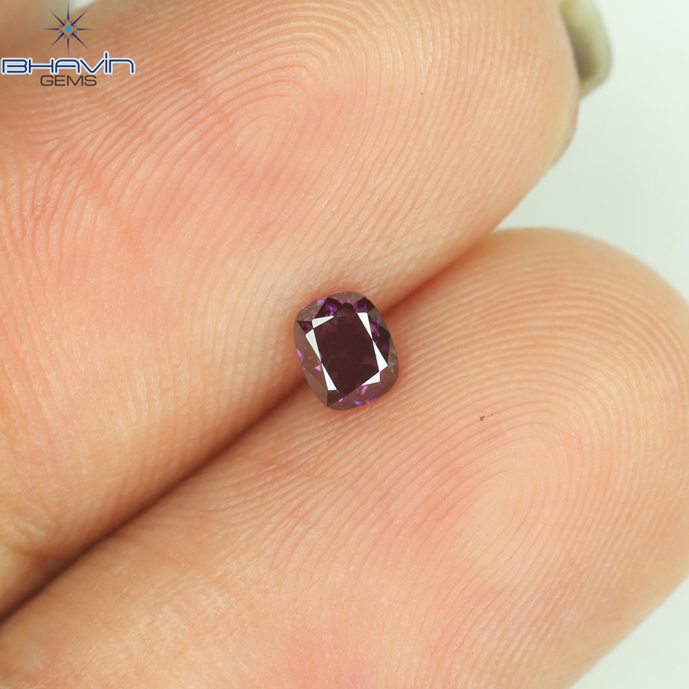 0.20 CT クッション シェイプ ナチュラル ルース ダイヤモンド 強化ピンク色 VS1 クラリティ (3.53 MM)