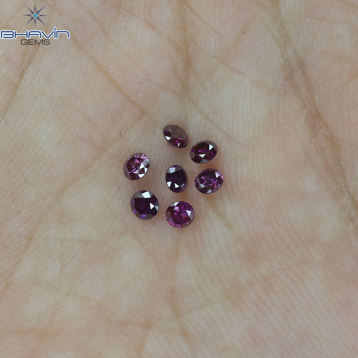 0.39 CT/7 Pcs Natural Round Diamond Enhanced Pink Color Clarity I1 (2.40 MM)