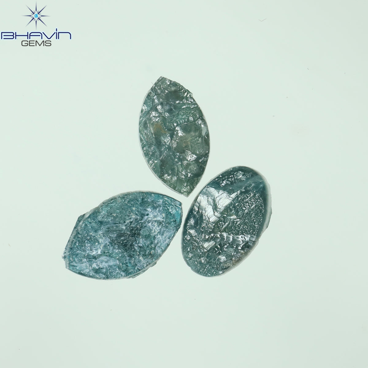 1.53 CT/3 Pcs Natural Mix Rough Diamond Enhanced Blue Color Clarity I3 (7.30 MM)