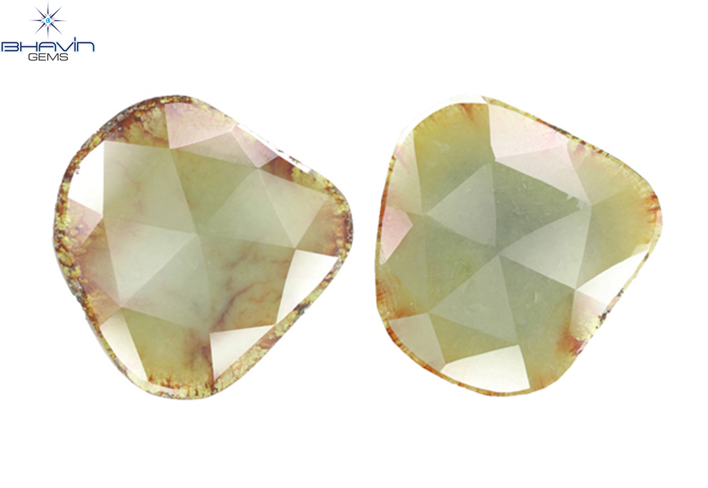 26.32 CT,2 Pcs Uncut Slice Rosecut Shape, Loose Diamond, Clarity I3