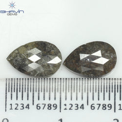 3.89 CT (2 個) ペアシェイプ ナチュラル ダイヤモンド ブラウン カラー I3 クラリティ (10.21 MM)