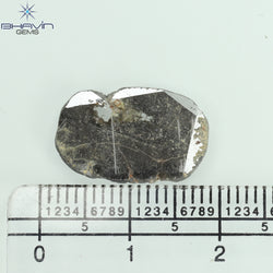 3.00 CT スライス シェイプ ナチュラル ダイヤモンド ソルト アンド ペッパー カラー I3 クラリティ (17.17 MM)