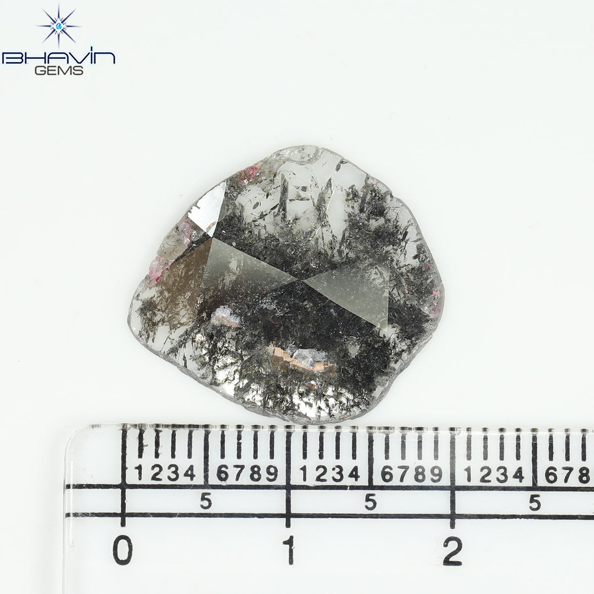 3.67 CT ペア スライス シェイプ ナチュラル ダイヤモンド ソルト アンド ペッパー カラー I3 クラリティ (17.07 MM)
