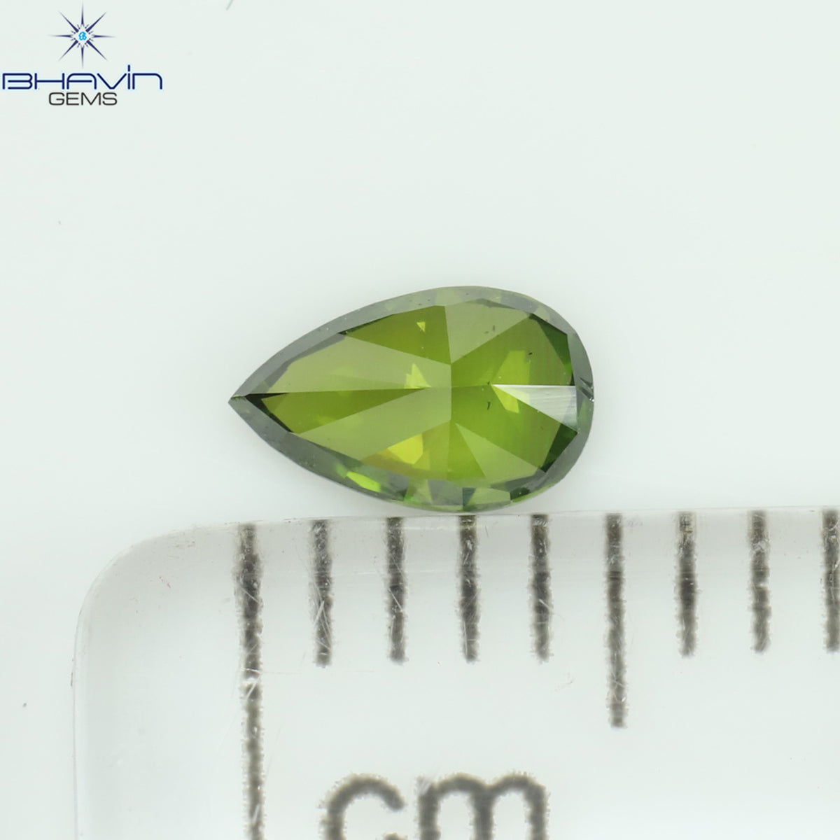 0.08 CT ペアシェイプ ナチュラル ダイヤモンド 強化グリーン カラー VS1 クラリティ (4.05 MM)