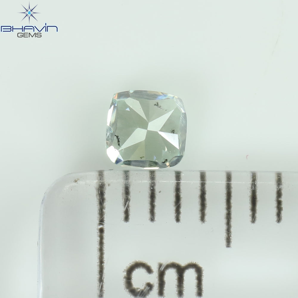 0.24 CT クッション シェイプ 天然ダイヤモンド ブルーイッシュ グリーン カラー SI1 クラリティ (3.18 MM)